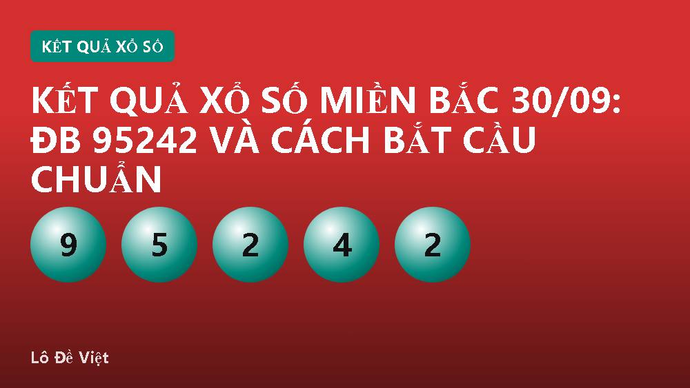 KẾT QUẢ XỔ SỐ MIỀN BẮC 30/09: ĐB 95242 và cách bắt cầu chuẩn