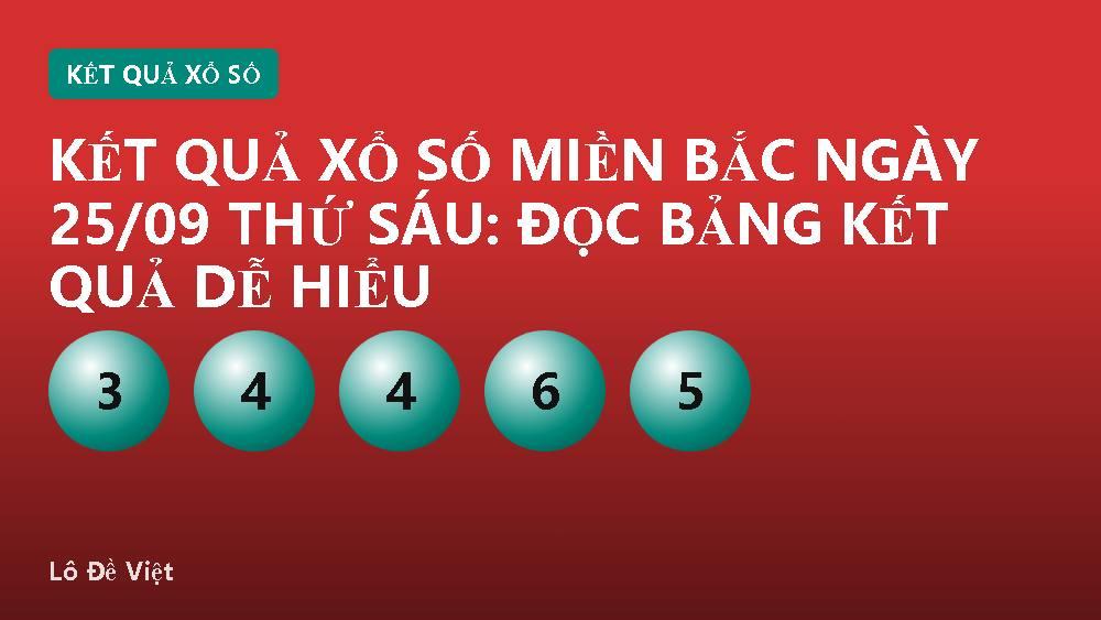 Kết quả xổ số miền Bắc ngày 25/09 thứ Sáu: đọc bảng kết quả dễ hiểu