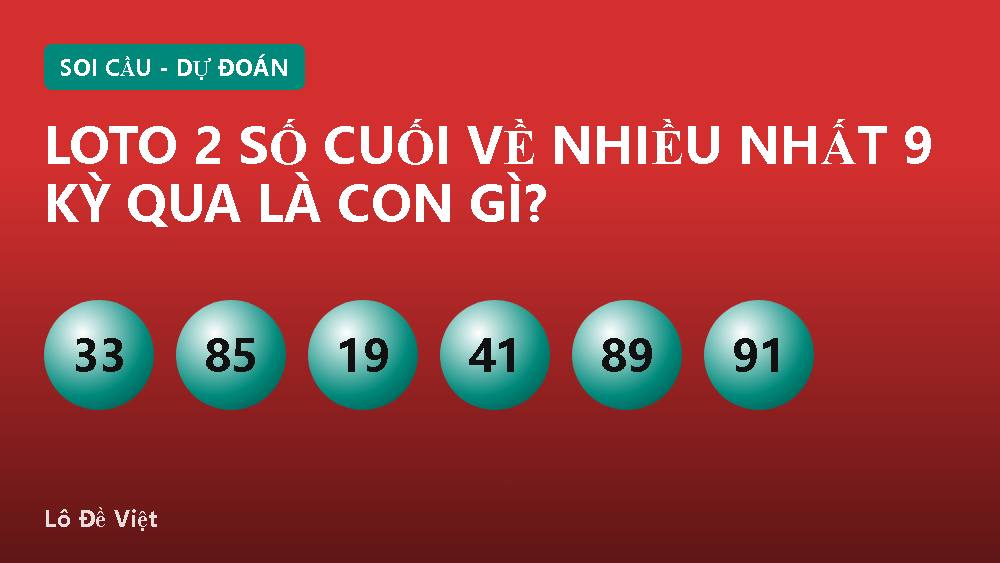 Loto 2 số cuối về nhiều nhất 9 kỳ qua là con gì?